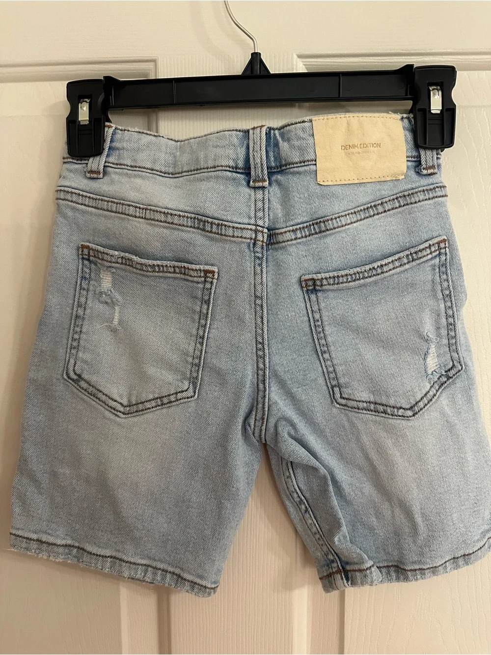 Zara Boys Size 8 Straight Distressed Denim Shorts Light Blue